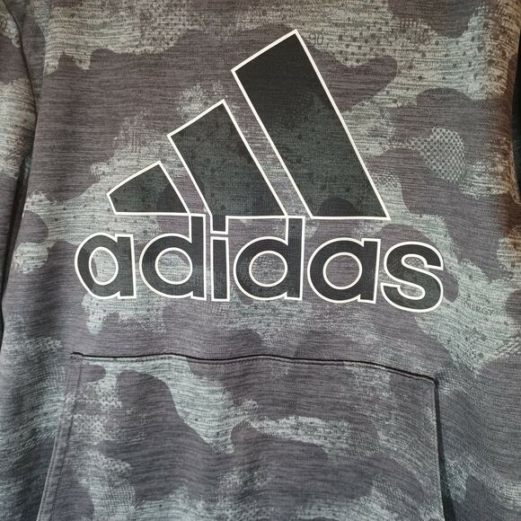 ADIDAS YOUTH Medium (10-12) Hoodie Sweatshirt Gray/Black Kids, Polyester - Picture 4 of 8